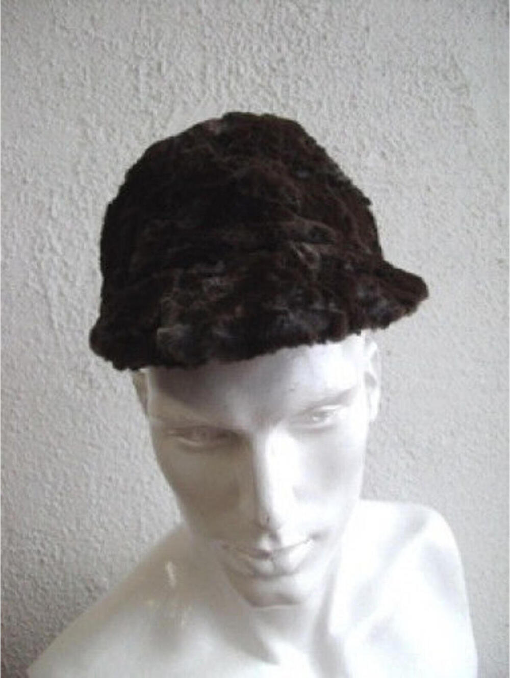 NEW GRAY SHEARED MUSKRAT FUR WITH GROOVE DESIGN BASEBALL CAP HAT MEN MAN SZ 23"+
